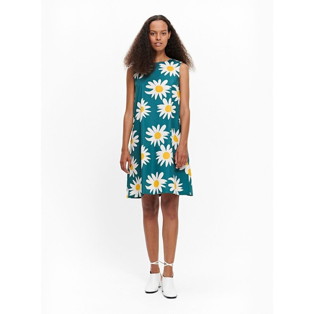 Marimekko Rakastaa Ei Rakasta Poplin Shift Dress Women's Size Small 36 NWT $255